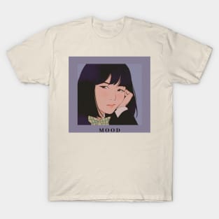 Moody cute asian girl - drawing - Color T-Shirt